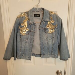 Kobi Halperin Gold Sequin Embellished Denim Jacket